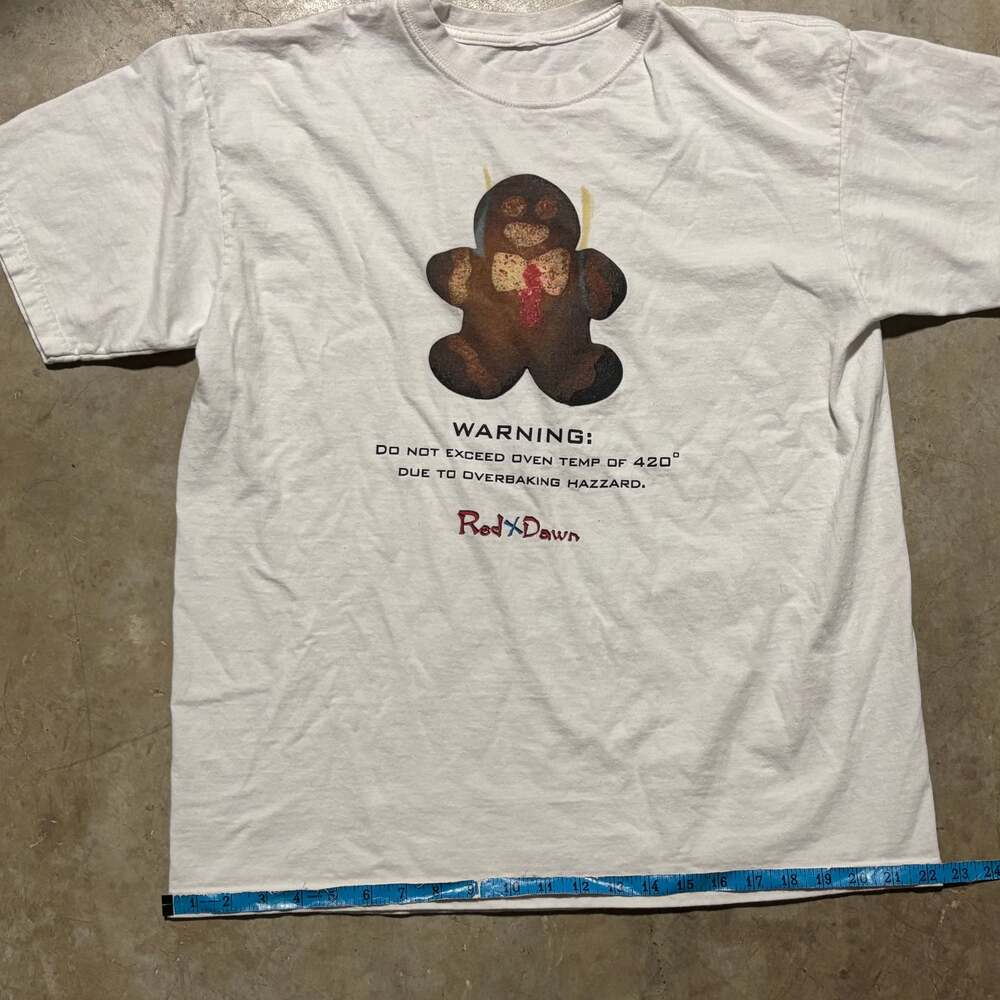 T-SHIRT Gingerbread Man Warning Do Not Exceed Oven 420 Degree VINTAGE NOS Size L